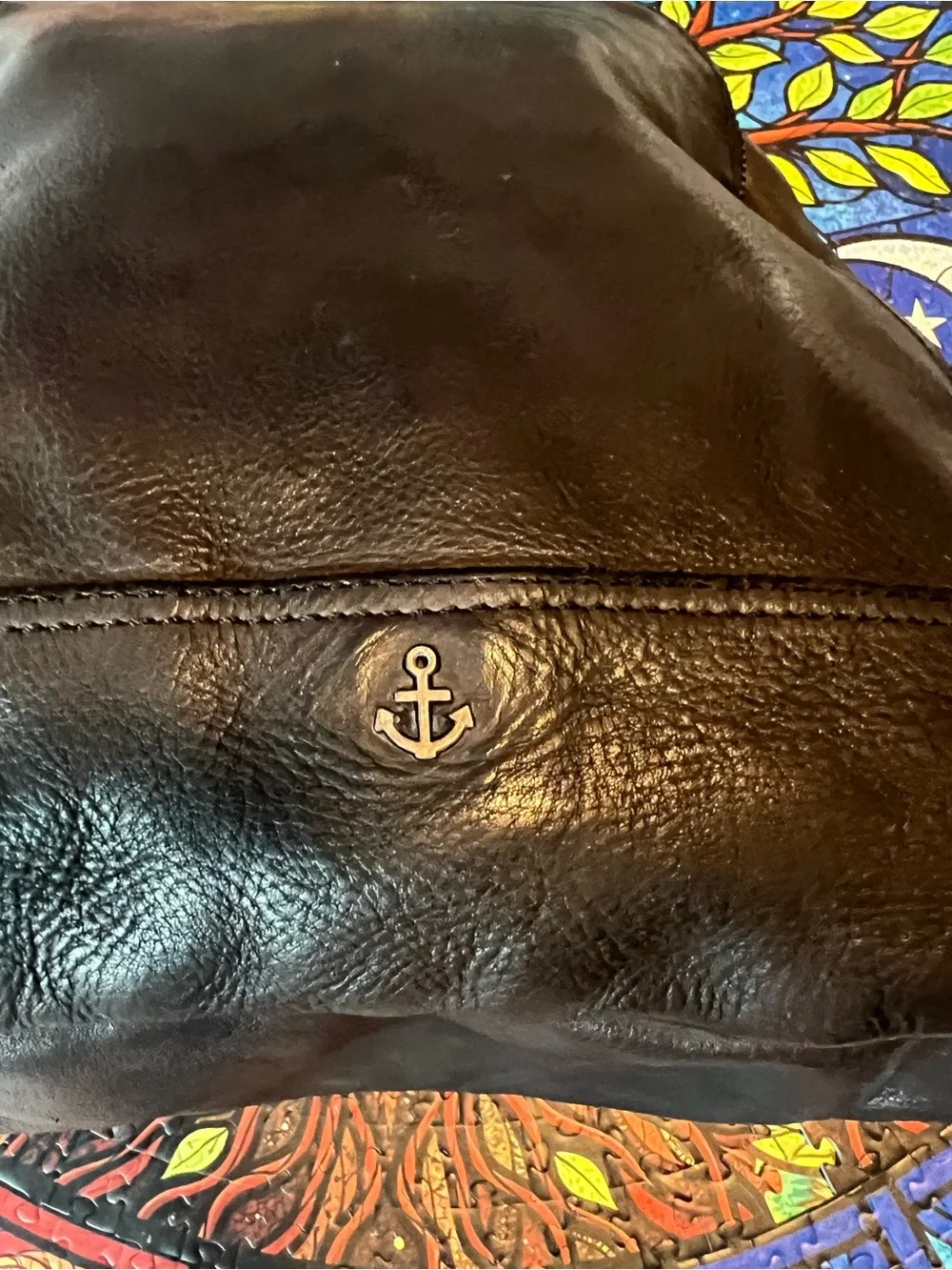 HARBOUR 2ND MEGHAN DOME LEATHER BACKPACK SOLID ASH BLACK anchor